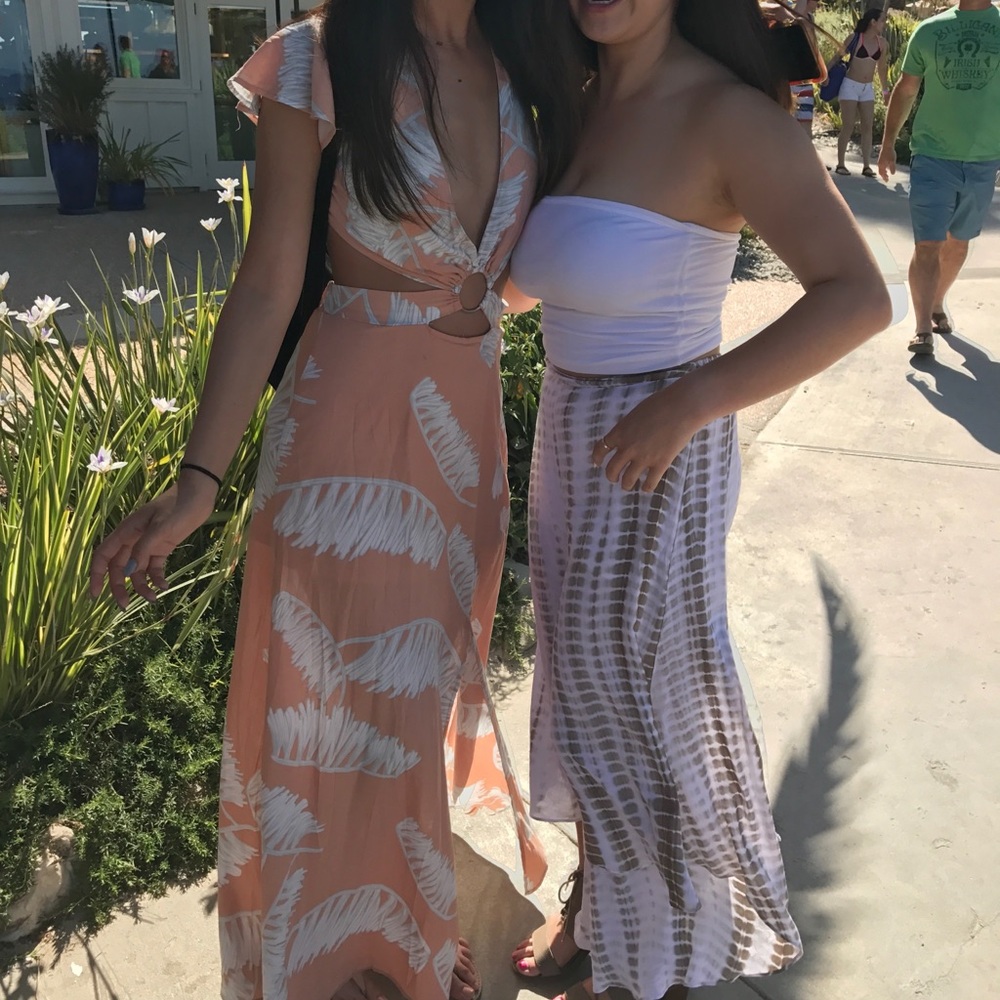 Cut out O-ring floral maxi dress